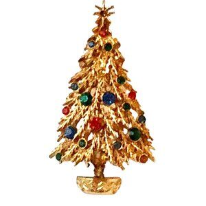 ART Arthur Pepper Vintage Christmas Tree Brooch Pin Signed FLAW